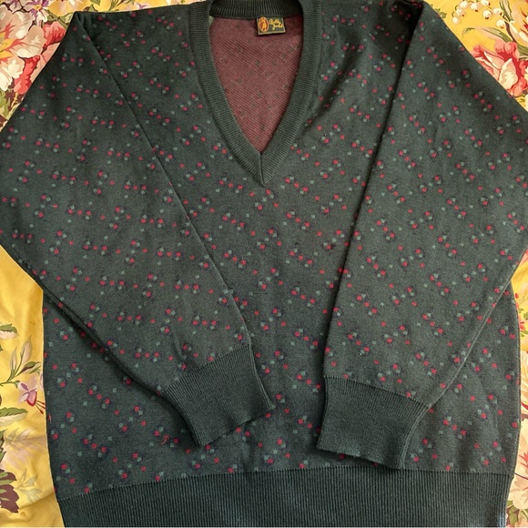 Vintage Bobby Jones Men's Sweater Size Medium Italy 100% Wool V Neck - Beautiful - Picture 1 of 9